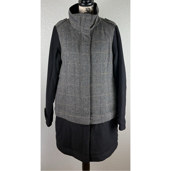 Prana NWT Caprice Convertible Wool Blend High Collar Jacket Herringbone Medium - Picture 7 of 15
